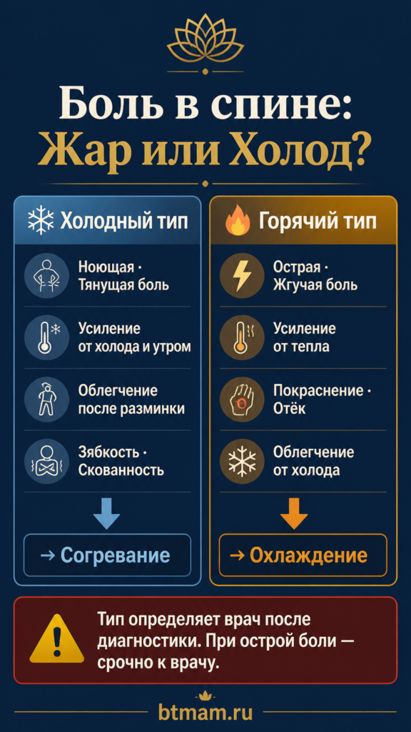 Диагностика боли в спине: определение типа Жар или Холод в бурятской традиционной медицине