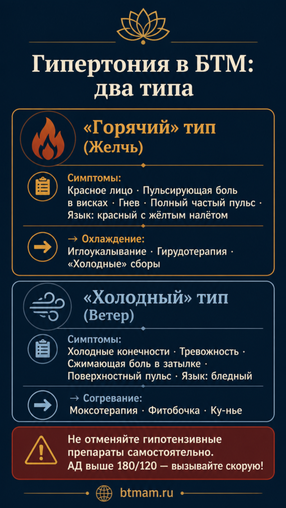 Инфографика: «горячий» и «холодный» типы гипертонии в бурятской традиционной медицине — признаки и тактика