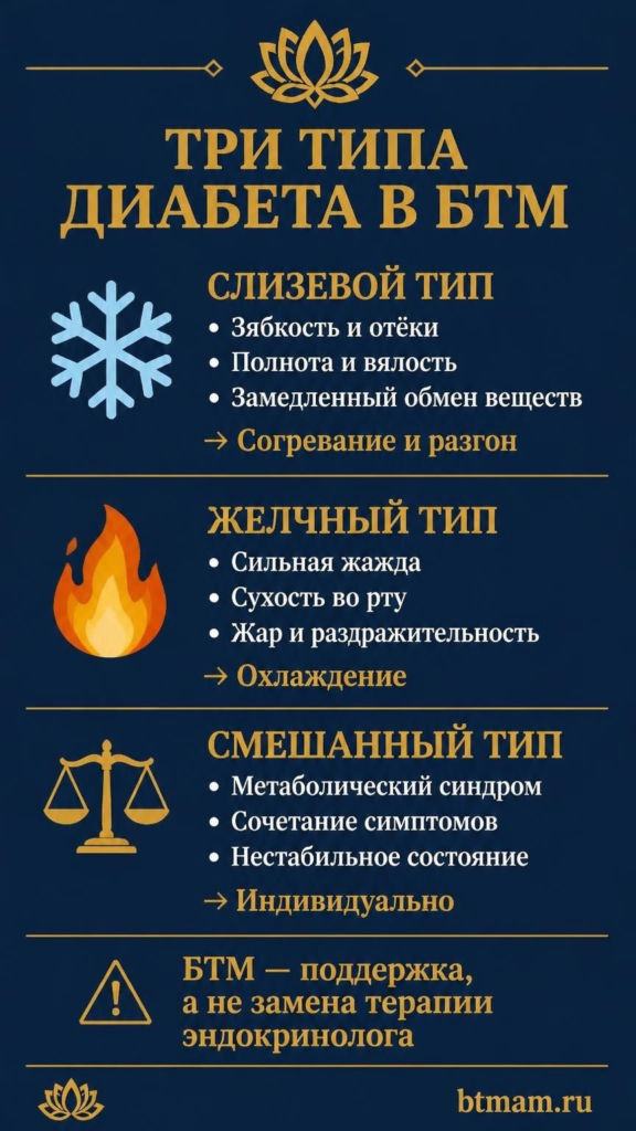 Три типа диабета 2 типа в БТМ: слизевой, желчный, смешанный