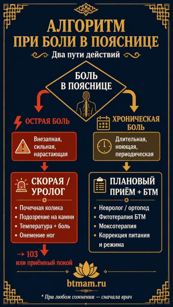 Алгоритм действий при подозрении на почечную колику или мочекаменную болезнь