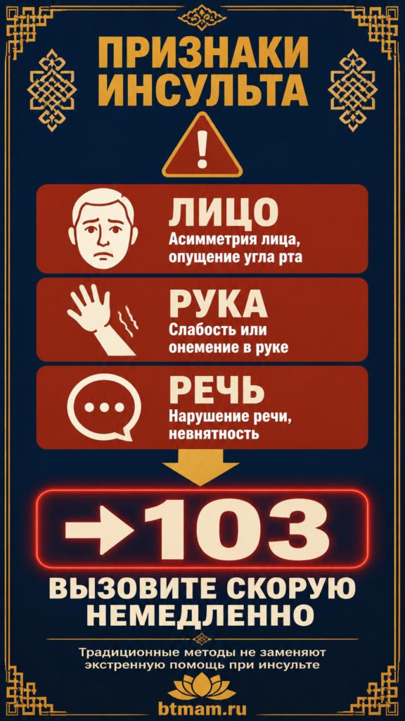 Признаки инсульта: асимметрия лица, слабость в руке, нарушение речи